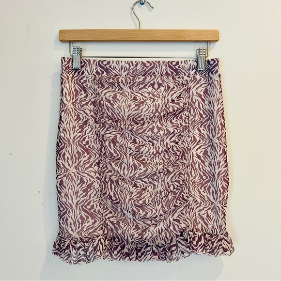 Free People | Romi Mesh Mini Skirt Purple and White Zebra Print - Picture 6 of 8
